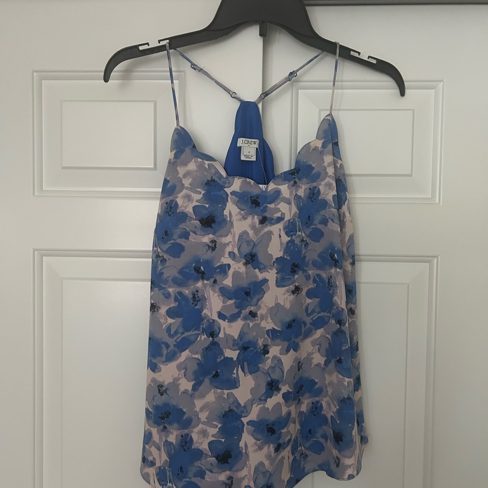 J. Crew Blue Floral Tank Top